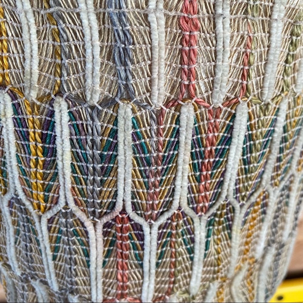 World Market multi color woven drawstring top bucket bag - Picture 5 of 10
